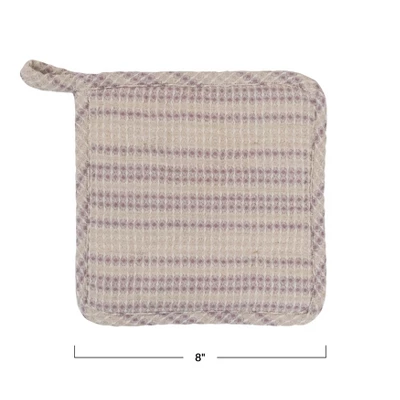 Storied Home Square Cotton Waffle Weave Potholder, Natural And Lilac Color 4 Storied Home Square Cotton Waffle Weave Potholder, Natural And Lilac Color - Image 2