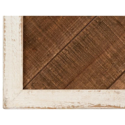 Storied Home Farmhouse Square Herringbone Wood Inlay And Metal Wall Clock, Distressed Brown 7 Storied Home Farmhouse Square Herringbone Wood Inlay And Metal Wall Clock, Distressed Brown - Image 5