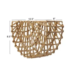 Storied Home Woven Cane Wall Pocket Natural: Iron Frame, Abstract Modern Decor, Dry Dust Care -Interio Store GUEST cffa4ded c198 4a7e a0a9 af229b27104c