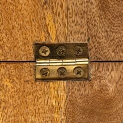 Storied Home Mango Wood And Stainless Steel Folding Cheese And Serving Board With Handle And Magnets Closure, Natural And Gold -Interio Store GUEST d100a58a 81e8 4cf5 9ede a6eabbfd34fb