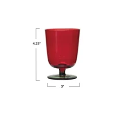 Storied Home 8 Oz. Stemmed Fluted Drinking Glass, Green And Red