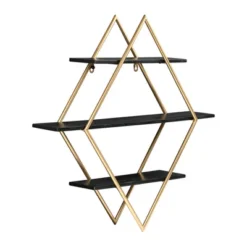 Wood And Gold Rectangle Wall Shelf -Interio Store GUEST d7bbfd88 51fe 4bcf aa81 a7902fae7e9e