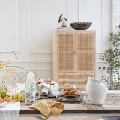 Storied Home 9 Inches 82-Ounce Textured Stoneware Pitcher In Reactive Glaze, White 6 Storied Home 9 Inches 82-Ounce Textured Stoneware Pitcher In Reactive Glaze, White - Image 4