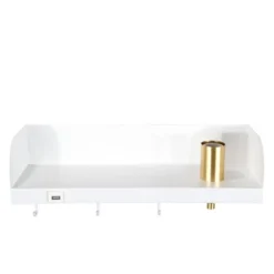 Storied Home 15.75 In.W Metal Wall Shelf With Light, USP, And 3 Hooks -Interio Store GUEST dc367d62 779a 479a a0d2 34fe2012e131