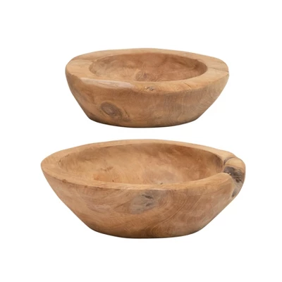 Storied Home Teakwood Bowls, Set Of 2 (Each One Will Vary) 7 Storied Home Teakwood Bowls, Set Of 2 (Each One Will Vary) - Image 5
