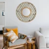 Round Metal Wall Mirror With Galvanized Wood Frame - Storied Home -Interio Store GUEST de9fbe1e 4b0b 4d44 ba19 a59e7451e7c5