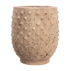 Storied Home Round Sandstone Hobnail Planter With Distressed Finish, Greige 10 Storied Home Round Sandstone Hobnail Planter With Distressed Finish, Greige -Interio Store GUEST df56f7e4 1afd 43b3 8173 21e385f337d4