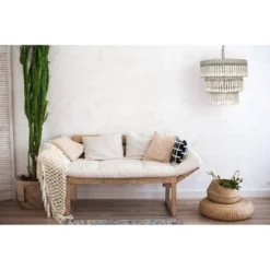 3-Tier Round Metal Chandelier With 3 Lights And Hanging Wood Beads Cream - Storied Home -Interio Store GUEST e00933ee b307 43cd a543 5633074ed1d0