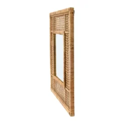 23.5" Square Modern Wood Rattan Wall Mirror Brown - Storied Home -Interio Store GUEST e1396872 dafe 4292 93bb 2e6c9d3b0bf4