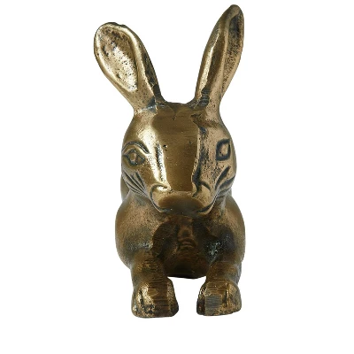Storied Home Decorative Embossed Aluminum Rabbit, Antique Brass 4 Storied Home Decorative Embossed Aluminum Rabbit, Antique Brass - Image 2