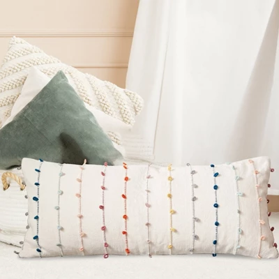 Cotton Throw Pillow With Embroidery Loop - Storied Home 4 Cotton Throw Pillow With Embroidery Loop - Storied Home - Image 2