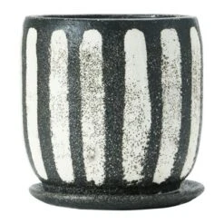 Storied Home Hand-Painted Terra-cotta Planter With Saucer, Black & White (Holds 6" Pot) 13 Storied Home Hand-Painted Terra-cotta Planter With Saucer, Black & White (Holds 6" Pot) -Interio Store GUEST e5f3508b e86a 429c baa8 634be54080f2