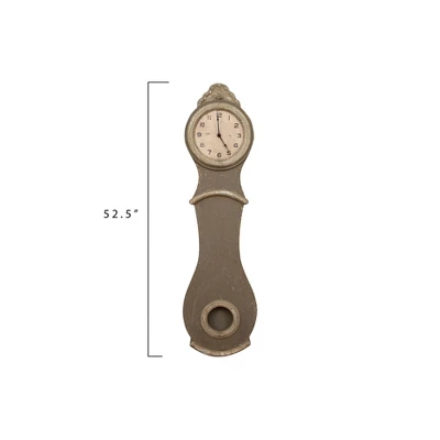 52" Wood Grandfather Style Wall Clock Distressed Gray Finish - Storied Home 6 52" Wood Grandfather Style Wall Clock Distressed Gray Finish - Storied Home - Image 4