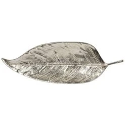 Storied Home Aluminum Leaf Shaped Tray, Silver Finish -Interio Store GUEST e7c93aed 6e2e 4b3c 95ee f161a2f6f42a