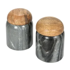 Storied Home Modern Marble Canister With Wood Lid 19 Storied Home Modern Marble Canister With Wood Lid -Interio Store GUEST e942fa7e 2287 461b 9a27 db06bdc76b85