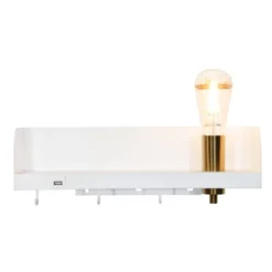 Storied Home 15.75 In.W Metal Wall Shelf With Light, USP, And 3 Hooks -Interio Store GUEST e975e75d a4d4 4764 89f6 15509642a549