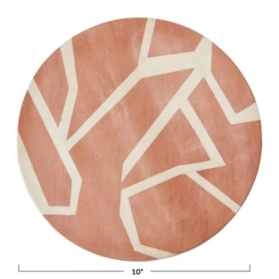 Storied Home 10" Round Sandstone Trivet, Terracotta/Off-White 3 Storied Home 10" Round Sandstone Trivet, Terracotta/Off-White