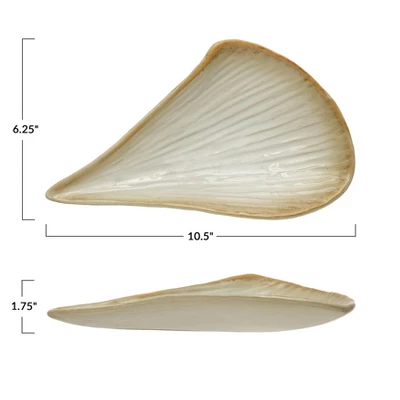 Storied Home Stoneware Pleated Plate, Reactive Glaze, Cream Color (Each One Will Vary) 3 Storied Home Stoneware Pleated Plate, Reactive Glaze, Cream Color (Each One Will Vary)