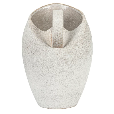 Storied Home 9 Inches 82-Ounce Textured Stoneware Pitcher In Reactive Glaze, White 8 Storied Home 9 Inches 82-Ounce Textured Stoneware Pitcher In Reactive Glaze, White - Image 6