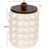 Storied Home Round Stoneware Canister With Raised Dots And Acacia Wood Lid, White And Natural 1 Storied Home Round Stoneware Canister With Raised Dots And Acacia Wood Lid, White And Natural -Interio Store GUEST ef868383 16be 4e6c 983c dd1916a39ac6
