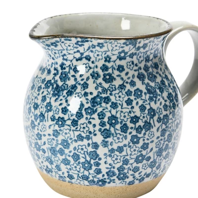 Storied Home Hand-Painted Country-Style Stoneware Pitcher With Floral Print 4 Storied Home Hand-Painted Country-Style Stoneware Pitcher With Floral Print - Image 2