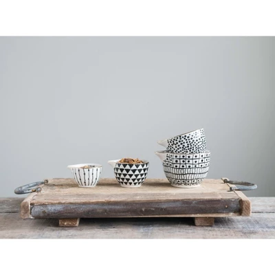 Storied Home Black & White Stoneware Measuring Cups With Gold Electroplating (Set Of 4 Sizes) 3 Storied Home Black & White Stoneware Measuring Cups With Gold Electroplating (Set Of 4 Sizes)