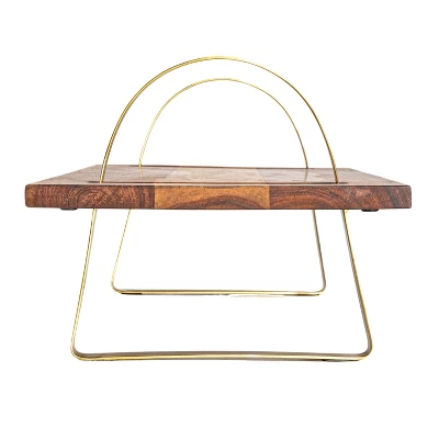 Storied Home Acacia Wood Serving Board On Gold Stand 7 Storied Home Acacia Wood Serving Board On Gold Stand - Image 5