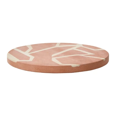 Storied Home 10" Round Sandstone Trivet, Terracotta/Off-White 8 Storied Home 10" Round Sandstone Trivet, Terracotta/Off-White - Image 6