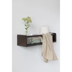 Storied Home Mango Wood Wall Shelf With Rod, Espresso Finish -Interio Store GUEST f5704645 a0f1 4f76 95cd aa46caabce5d