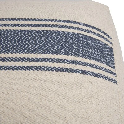 Storied Home Striped Square Canvas Pouf Blue: Cotton Upholstery, Adult Use, No Assembly Required 6 Storied Home Striped Square Canvas Pouf Blue: Cotton Upholstery, Adult Use, No Assembly Required - Image 4