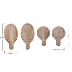 Storied Home Mini Wood Serving Boards With Handles, Set Of 4, 2 Styles