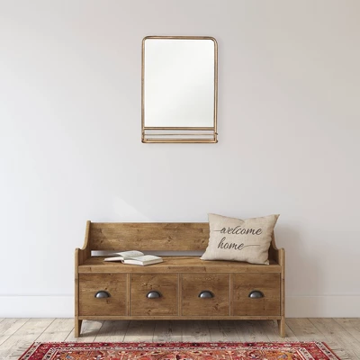Metal Wall Mirror With Shelf Brass - Storied Home 5 Metal Wall Mirror With Shelf Brass - Storied Home - Image 3