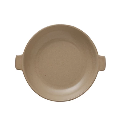 Storied Home Stoneware Plate With Handles, Matte Beige Reactive Glaze 4 Storied Home Stoneware Plate With Handles, Matte Beige Reactive Glaze - Image 2