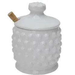 Storied Home White Ceramic Hobnail Style Honey Jar With Lid & Wood Dipper 7 Storied Home White Ceramic Hobnail Style Honey Jar With Lid & Wood Dipper -Interio Store GUEST f93db2f5 b1aa 42ab 88e7 a2b5e2df959a