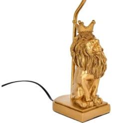 Storied Home Resin Lion Table Lamp With Black Linen Shade, Gold Finish -Interio Store GUEST f967f272 b693 4086 91db a9529e8eee37
