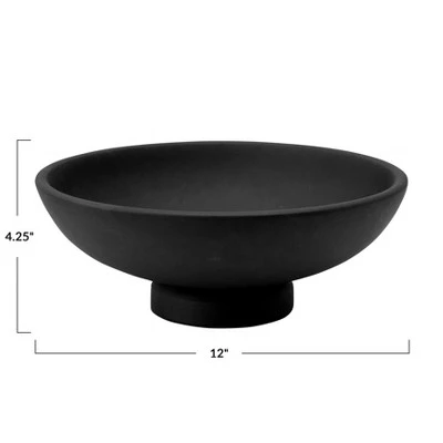 Storied Home Mango Wood Footed Bowl, Black 4 Storied Home Mango Wood Footed Bowl, Black - Image 2