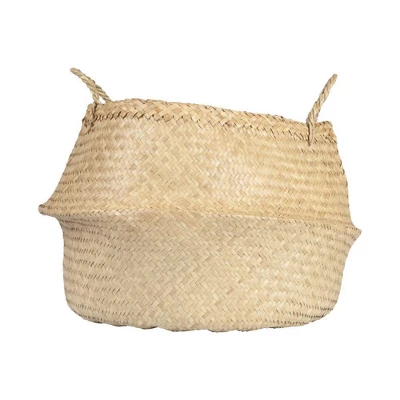 Seagrass Basket With Handles 12" X 19" Natural - Storied Home 6 Seagrass Basket With Handles 12" X 19" Natural - Storied Home - Image 4