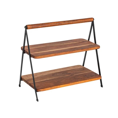 Storied Home Acacia Wood 2-tier Serving Stand 10 Storied Home Acacia Wood 2-tier Serving Stand - Image 8